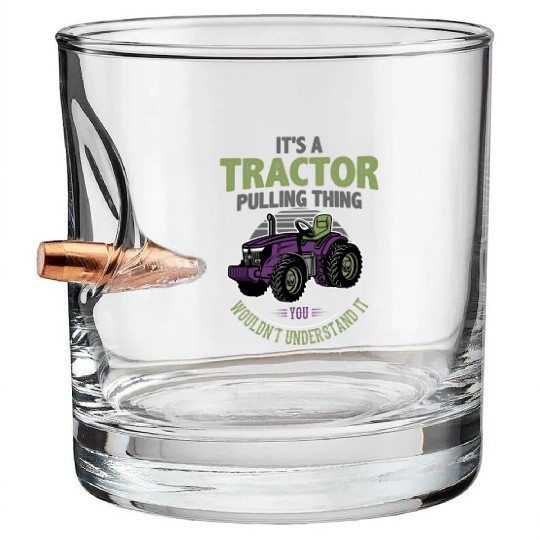 tractor pulling, tractor pulling racing, tractors Bullet Whiskey Glasses