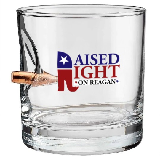 Raised Right On Reagan 80'S Nostalgia Bullet Whiskey Glasses