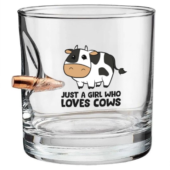 Cow Girl Just a Girl Who Loves Cows Bullet Whiskey Glasses