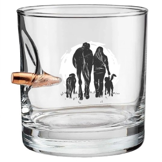 Woman with dogs and horse girl design Bullet Whiskey Glasses