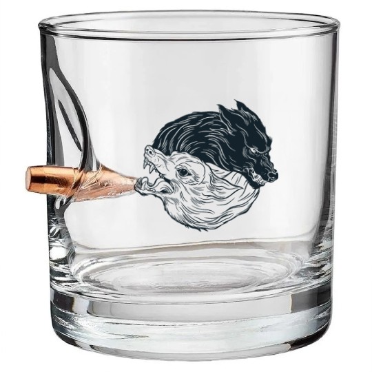 Wolf in moon light Werewolf Wolves Bullet Whiskey Glasses