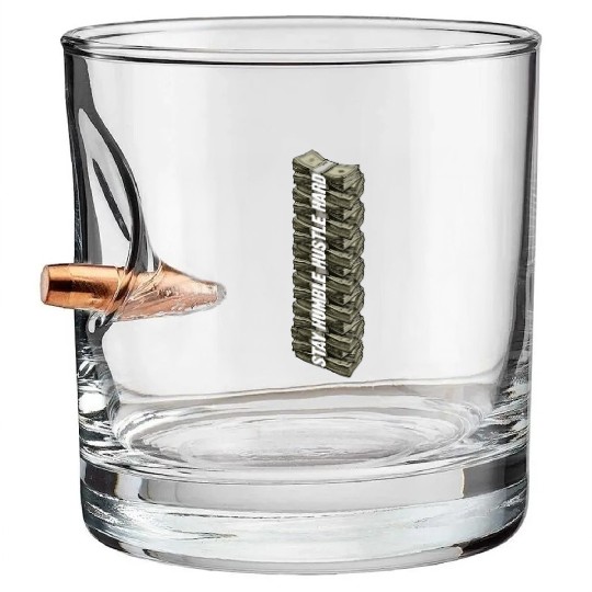 Stay Humble Hustle Hard Hip Hop Cash Money Entrepr Bullet Whiskey Glasses