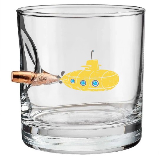 Us Navy Yellow Cartoon Submarine Cute Submariner B Bullet Whiskey Glasses