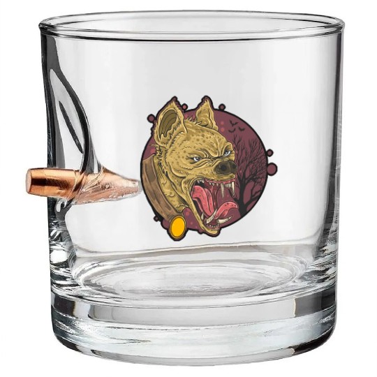 wild hyena angry face head Bullet Whiskey Glasses