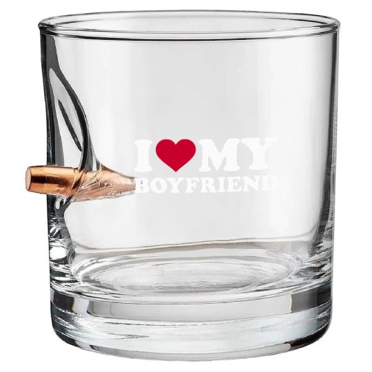 I Love My Boyfriend birthday christmas gift Bullet Whiskey Glasses
