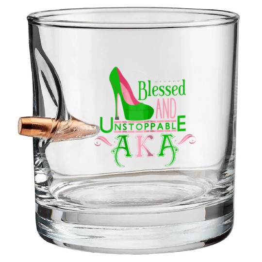 Womens AKA inspired Blessed AKA AKA sorority Alpha Bullet Whiskey Glasses