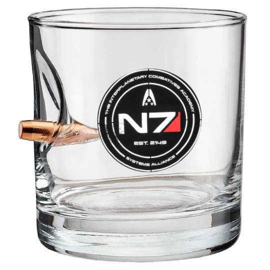 N7 Mass Effect Commander Shepherd Bullet Whiskey Glasses