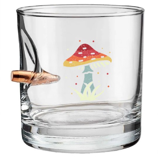 Mushrooms Vintage Retro Mushroom Hunter Gift Bullet Whiskey Glasses