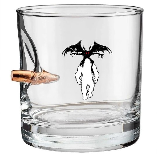 Bigfoot Riding Mothman - Funny Sasquatch Myth Bullet Whiskey Glasses