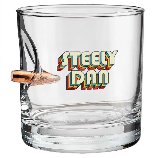 Steely Dan | Unique Retro Faded-Style Typography Bullet Whiskey Glasses