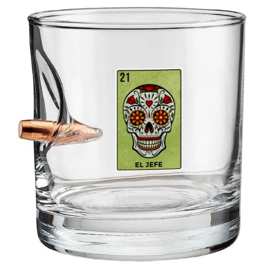 El Jefe Mexican Lottery Card Cinco De Mayo Bullet Whiskey Glasses