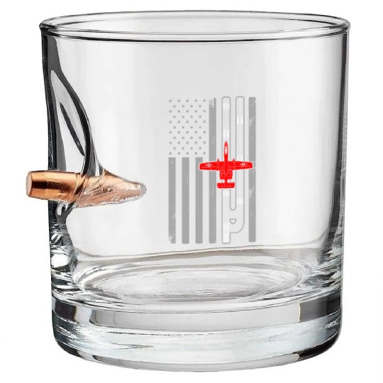 A-10 Warthog American Flag Runway A10 Thunderbird Bullet Whiskey Glasses