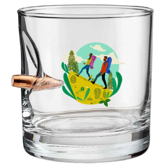 Black People Hiking Bullet Whiskey Glasses