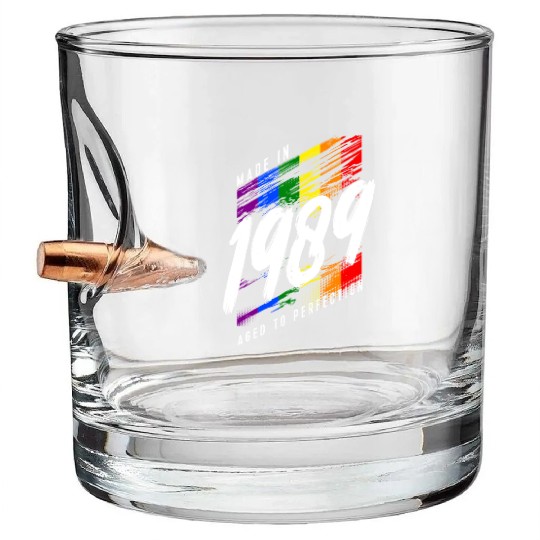 1989 Birthday LGBT Gay Pride Bullet Whiskey Glasses