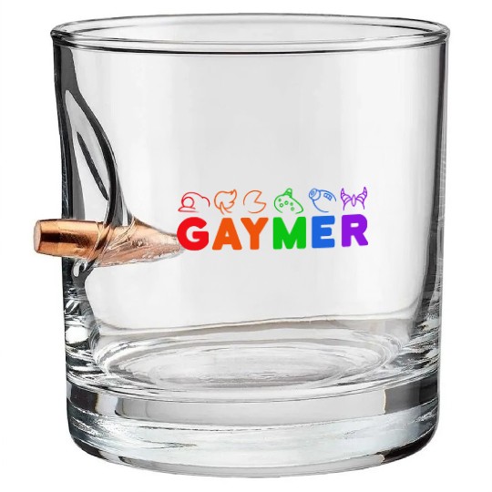 gaymer / gay pride gamer Bullet Whiskey Glasses