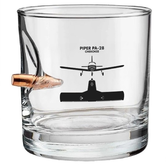 Piper PA 28 Cherokee Aircraft Bullet Whiskey Glasses