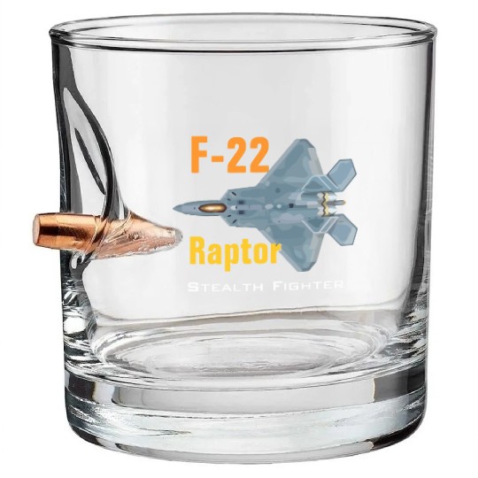 F 22 Raptor stealth fighter Bullet Whiskey Glasses