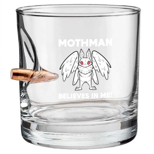 Mothman Believes In Me Bullet Whiskey Glasses