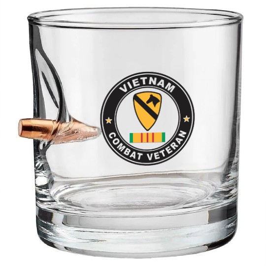 1st Cavalry Division Vietnam Combat Veteran Bullet Whiskey Glasses