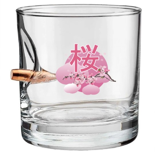Cherry bloosom , Sakura, Cherry Blossom Bullet Whiskey Glasses