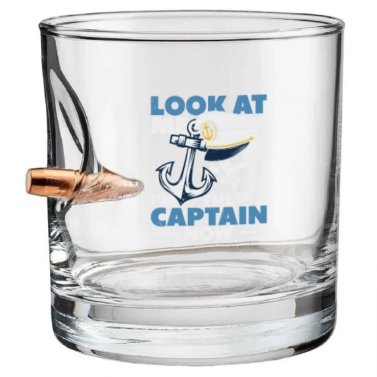 Captain Boat Lovers Fishermen Sailing Boating Bullet Whiskey Glasses