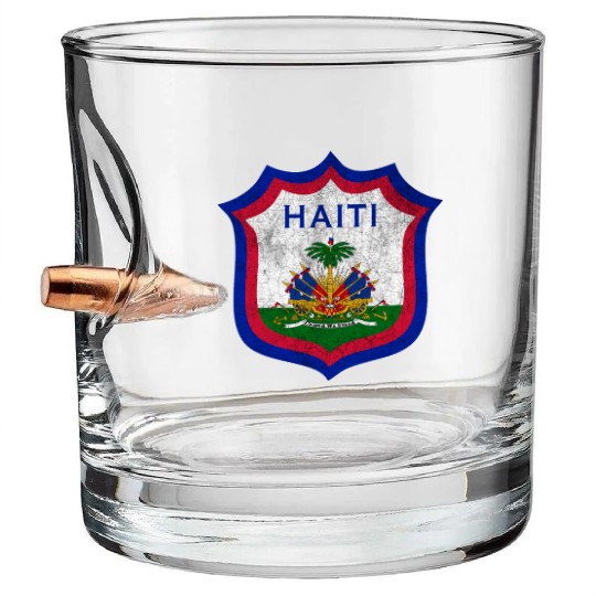 Haiti Crest Design Bullet Whiskey Glasses