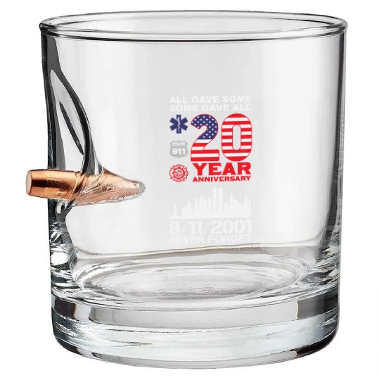 Patriot Day Never Forget 9 11 2001 Anniversary Bullet Whiskey Glasses