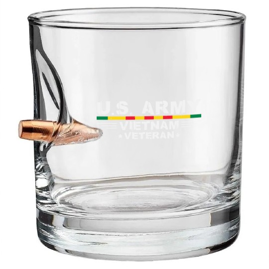 US Army Vietnam Veteran Soldier Bullet Whiskey Glasses