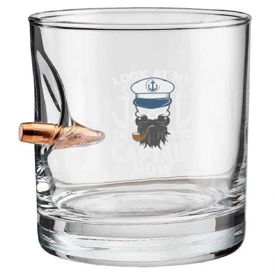 Captain Boat Lovers Fishermen Sailing Boating Bullet Whiskey Glasses