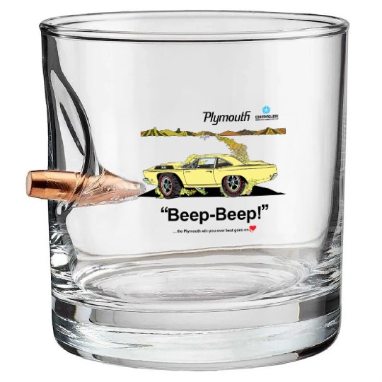 1968 Plymouth Road Runner Salt Flats Yellow Bullet Whiskey Glasses