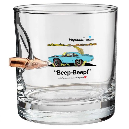 1968 Plymouth Road Runner Salt Flats Light Blue Bullet Whiskey Glasses
