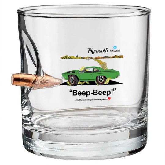 1968 Plymouth Road Runner Salt Flat Green Bullet Whiskey Glasses