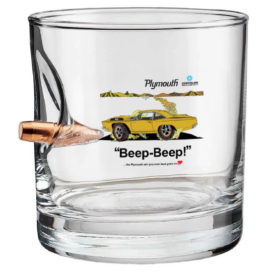 1968 Plymouth Road Runner Salt Flats Bahama Yellow Bullet Whiskey Glasses