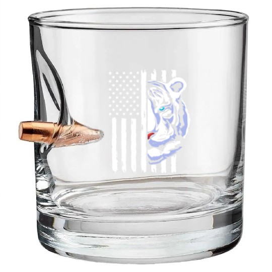 4th Of July American Flag White Tiger Bullet Whiskey Glasses