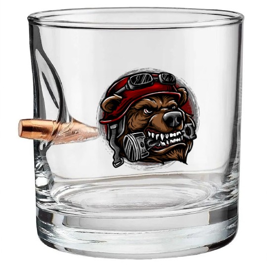 Biker bear Bullet Whiskey Glasses