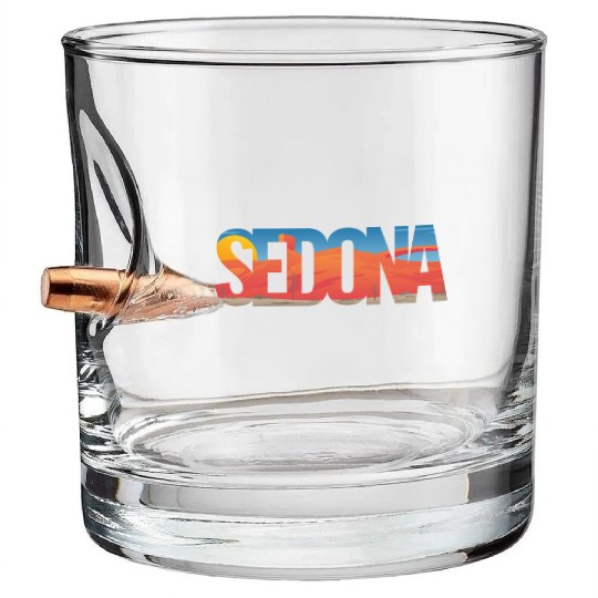 Sedona Arizonna Scenic Typography Bullet Whiskey Glasses