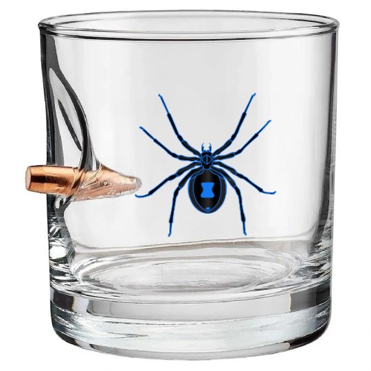 Black Widow Blue Design Bullet Whiskey Glasses