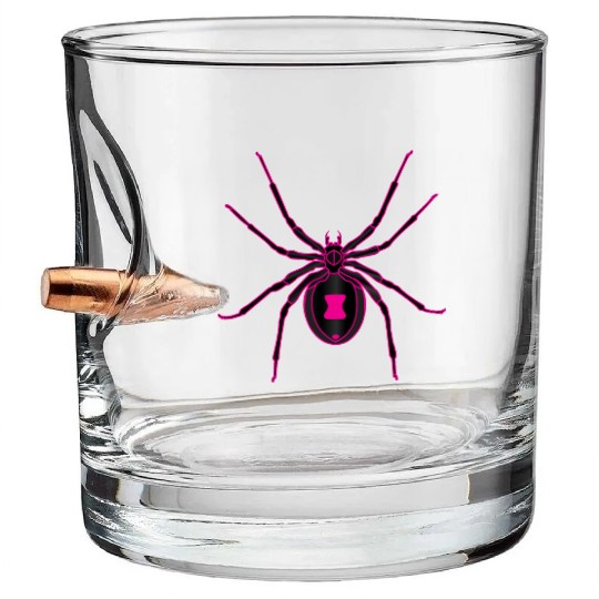 Black Widow Pink Design Bullet Whiskey Glasses