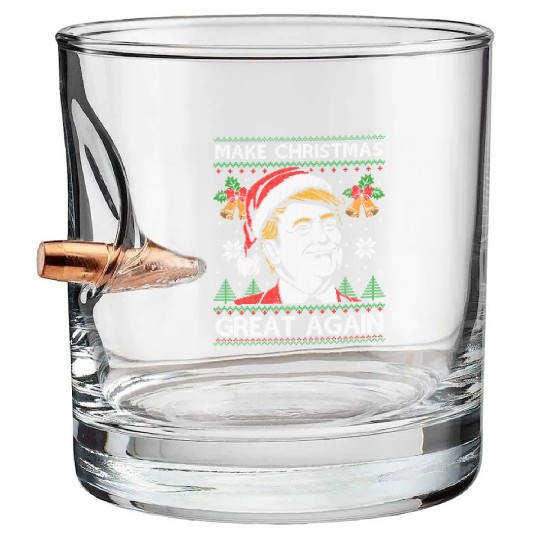 Make Christmas Great Again Funny Trump Ugly Xmas Bullet Whiskey Glasses