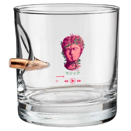 Greek Bust with Ivy Japanese Aesthetic Bullet Whiskey Glasses