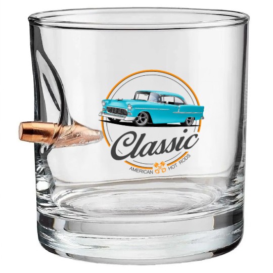 Classic Blue 1955 Street Rod Bullet Whiskey Glasses