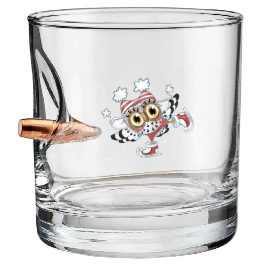 owl skating Bullet Whiskey Glasses