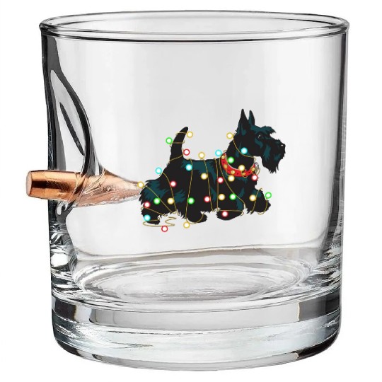 Christmas Lights Scottie Dog Lover Funny Xmas Gift Bullet Whiskey Glasses