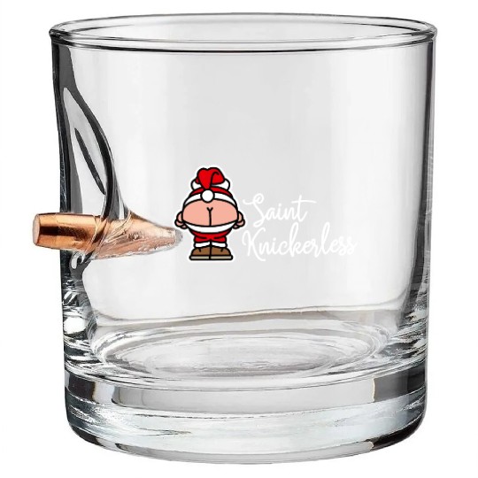 St. Knickerless funny Santa Claus Christmas puns Bullet Whiskey Glasses