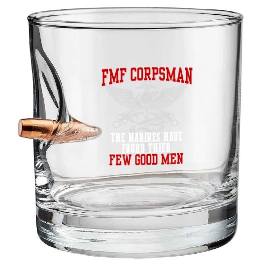 FMF Devil US Navy Corpsman DOC Badass Army Veteran Bullet Whiskey Glasses