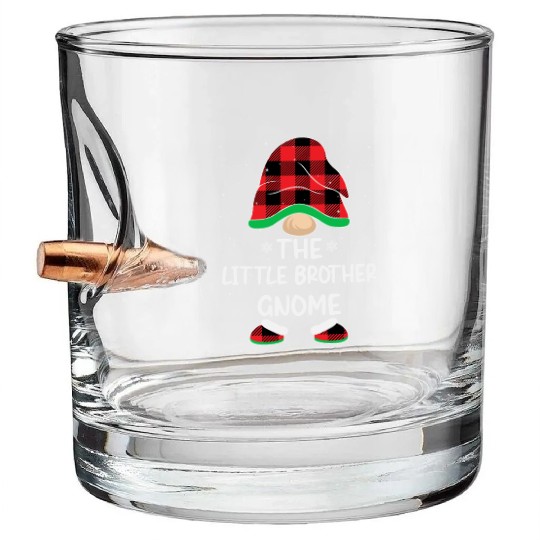 Christmas The Little Brother Gnome Buffalo Plaid Bullet Whiskey Glasses