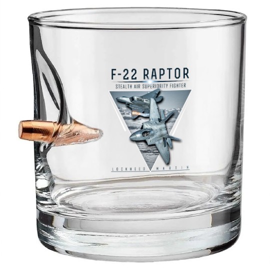 F 22 Raptor US Airborne Fighter Pilot Bullet Whiskey Glasses