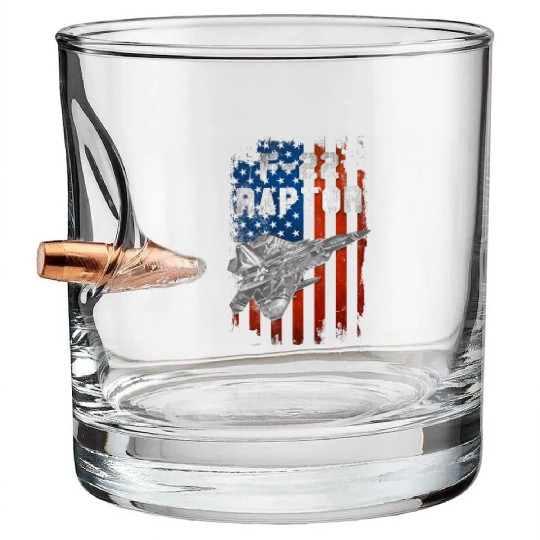 F22 Raptor Aircraft Army US Airborne Bullet Whiskey Glasses