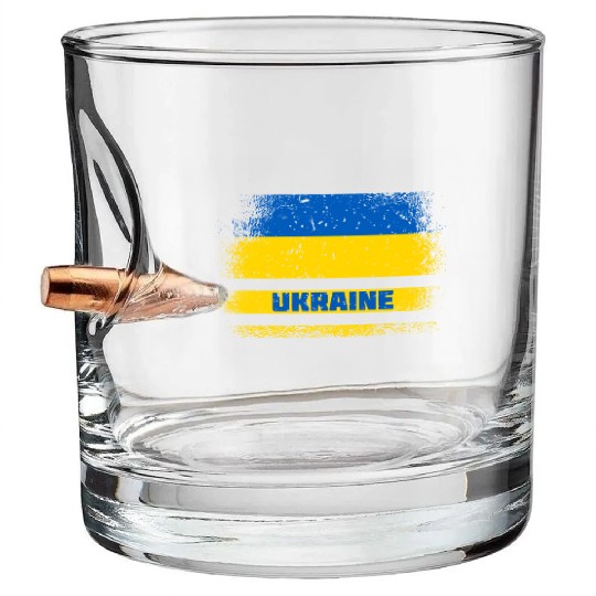 Ukraine vintage flag Bullet Whiskey Glasses