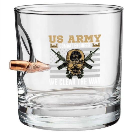 Vintage US Army Combat Engineer 12B Military Pride Bullet Whiskey Glasses